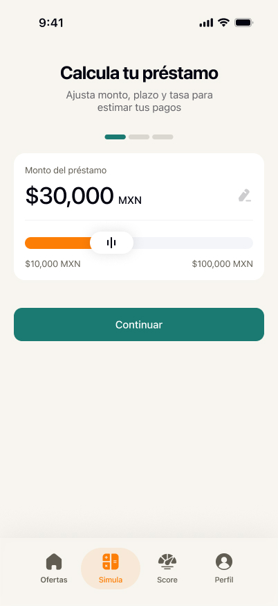 Calcula tu préstamo — $30,000 MXN